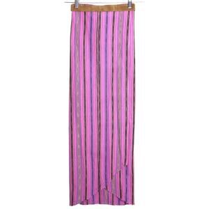 CUCA Falda Striped Woven Wrap Maxi Skirt Pink Multicolor Column Women's OSFM
